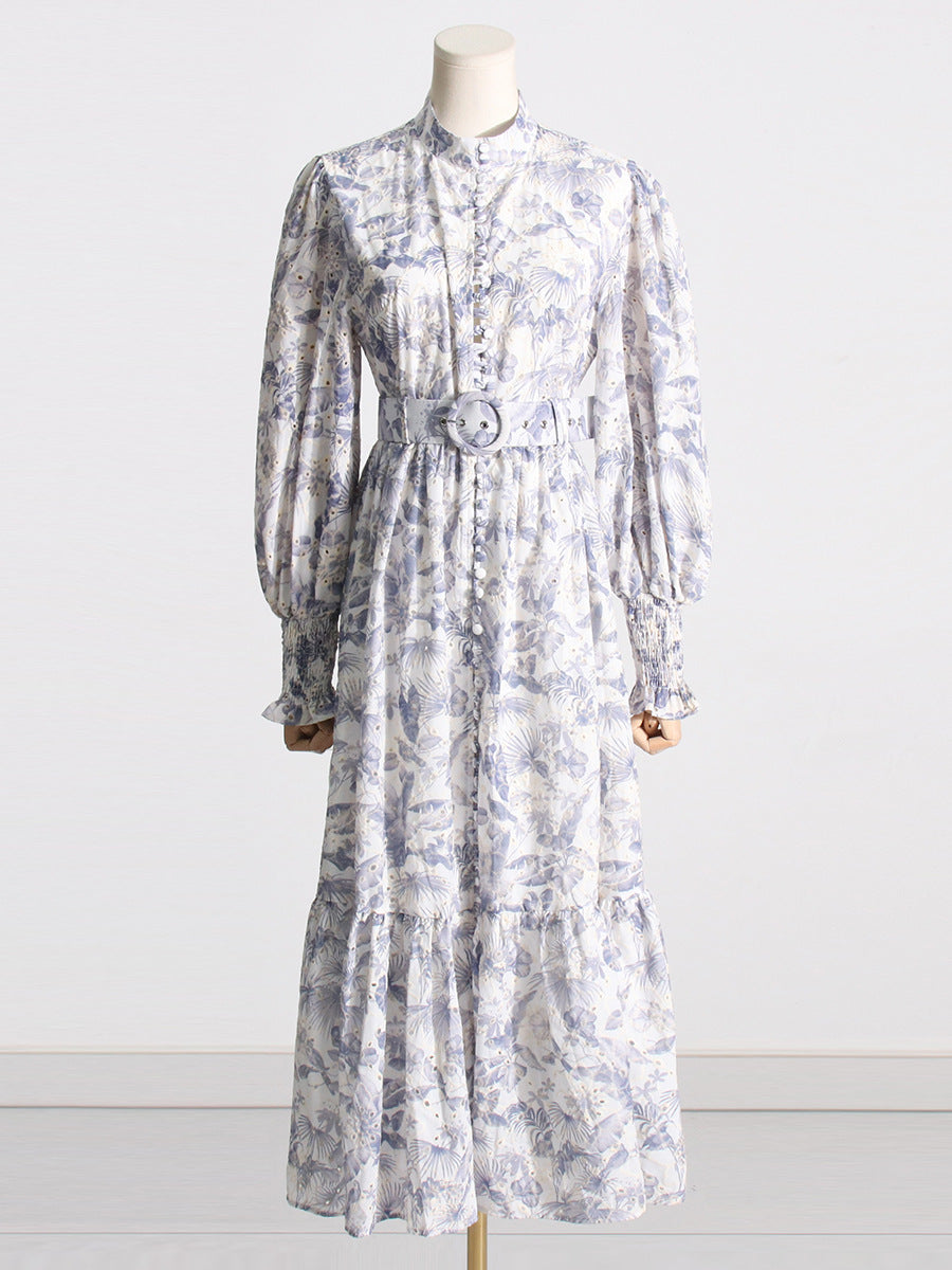 Design Print Pattern Long Dress Slit Dresses