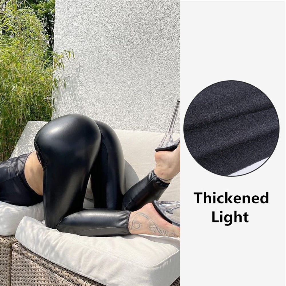 Women's Leather Style Sexy Tight High Waist Pants