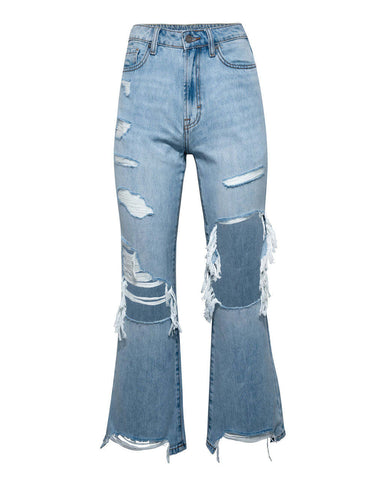 Damen-Jeans mit Fransen für Temperament, Pendeln, modische Waschung