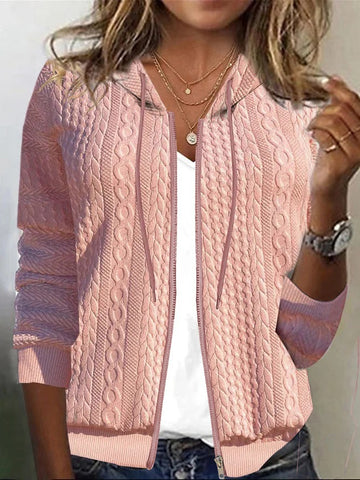 Women's Color Casual Sweatshirt Loose Zip Knitted Coats