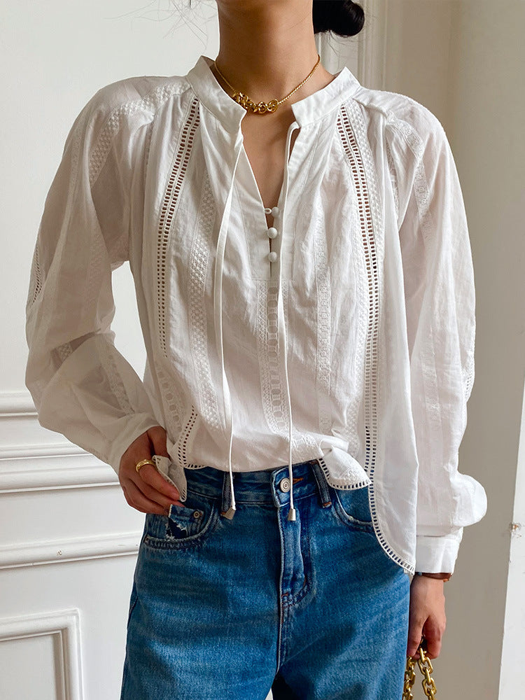 Women's Europe Goods White Cotton Shirt Long Clothing