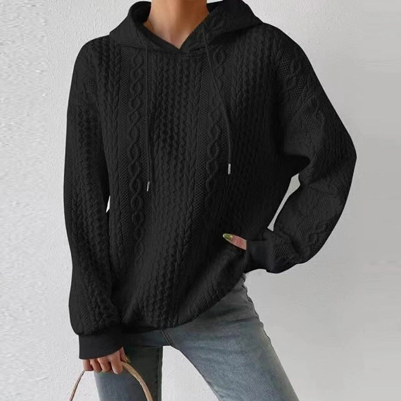 Autumn Casual Style Jacquard Hooded Long Sweaters