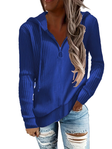 Women's Color Casual Sweatshirt Loose Zip Half Coats