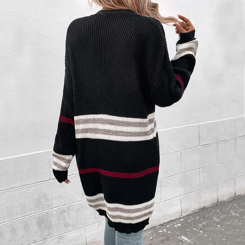 Women's Cool Casual Pretty Striped Mid-length Sweaters