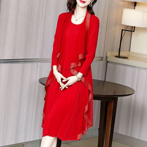 Autumn Retro Wide Lady Casual Western Style Large Dresses