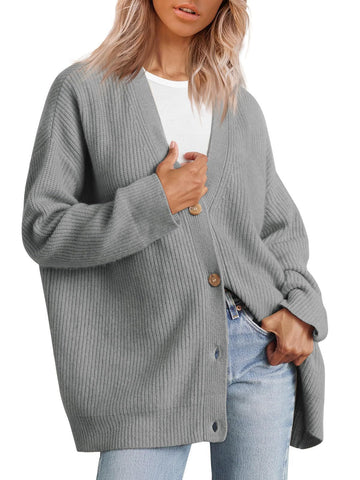 Women's Simple Knitted Button Solid Color For Sweaters