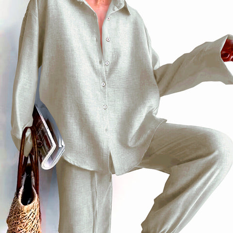 Damenmode-Anzüge mit Temperament-Pendel-Motiv, zerknittertes, lockeres Hemd