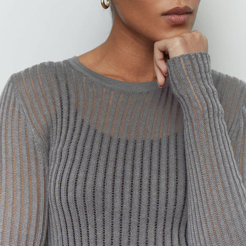 Sexy Cashmere Round Neck Long Sleeve Knitwear