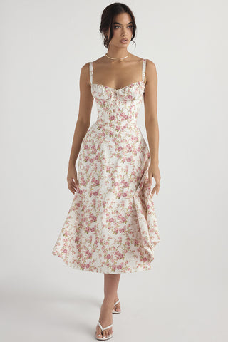 Women's Fashion Suspender Summer Floral Print Elegant Large Dresses
