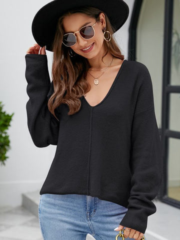 Women's Idle Style Knitted Loose Pullover Sweaters