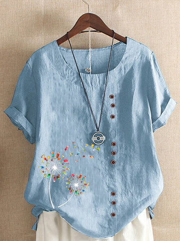Women's And Linen Sleeve T-shirt Summer Loose Large Blouses
