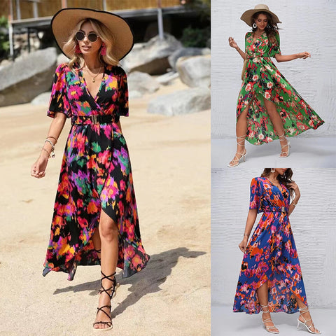Summer Sleeve Pullover Irregular Beach Dress Dresses