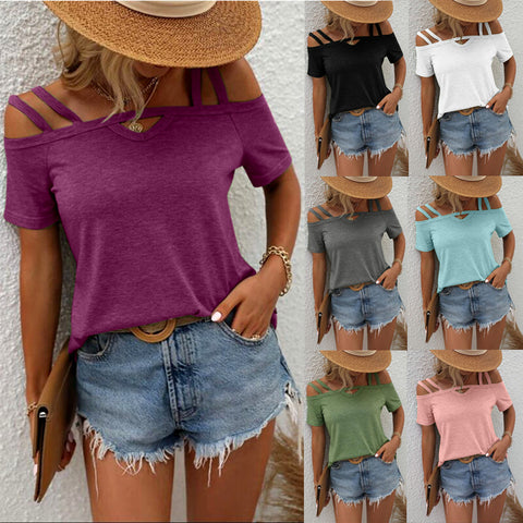 Women's Slouchy Solid Color Sleeve T-shirt Blouses