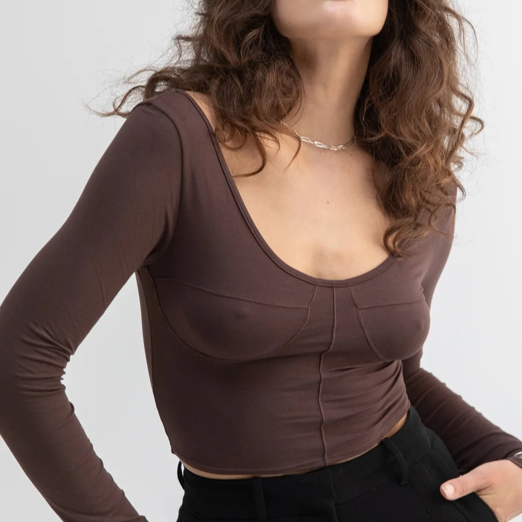 Women's Slim Design Sense Collar Stitching Long Blouses