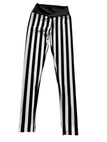 Women's Black And White Striped Pointed High-waisted Trousers Sexy Leggings