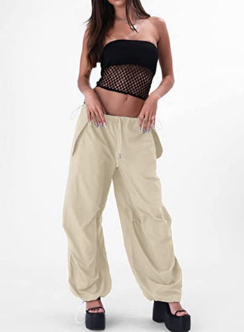 Sportliche, lockere, lässige Damen-Hose mit Kordelzug und elastischer Taille
