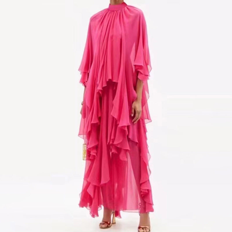 Women's Style Long Dress Fashionable Stand Collar Dresses