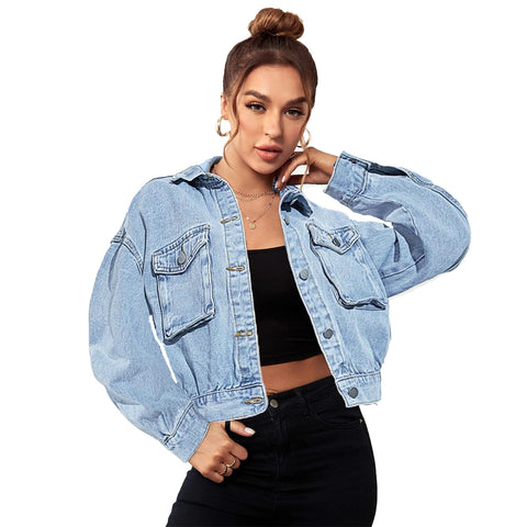 Women's Traceable Denim Casual Solid Color For Jackets