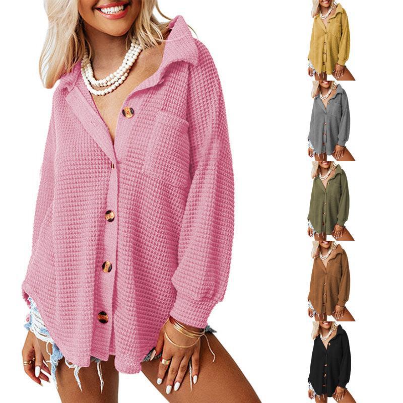 Women's Casual Shirt Solid Color Long Sleeve Cardigans