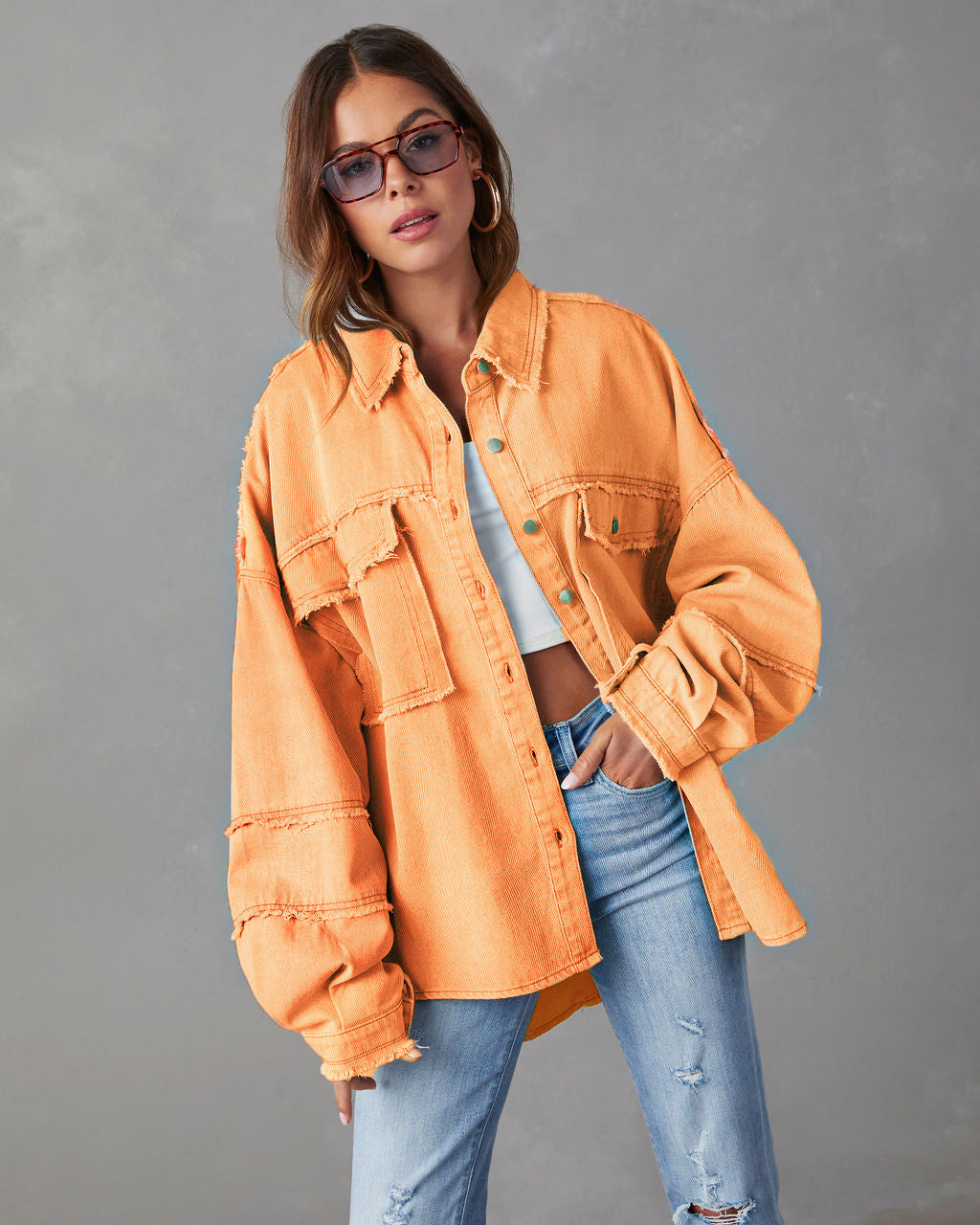 Casual Denim Autumn Washed Solid Color Jackets