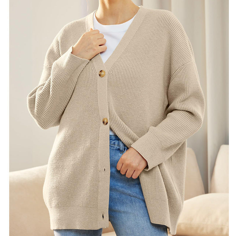 Women's Simple Knitted Button Solid Color For Sweaters