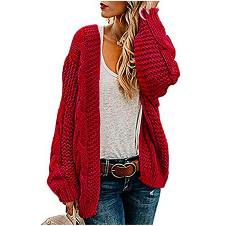 Women's Needle Twist Knitted Mid-length Solid Color Knitwear