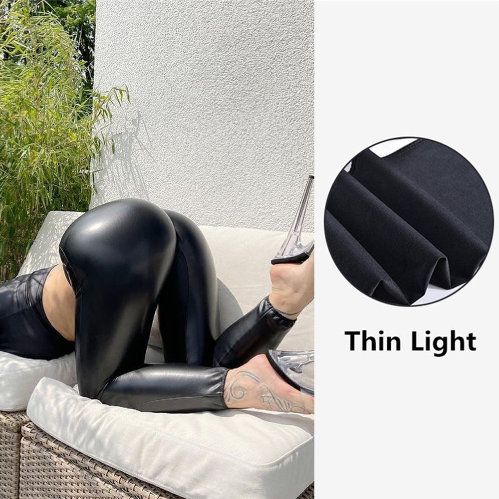Women's Leather Style Sexy Tight High Waist Pants