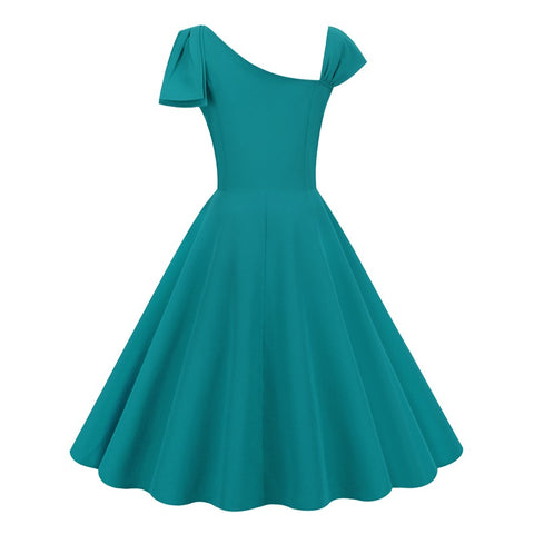 Elegant Oblique Shoulder Retro Style Large Dresses