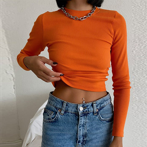 Women's Solid Color Bottoming T-shirt Bright Spring Blouses