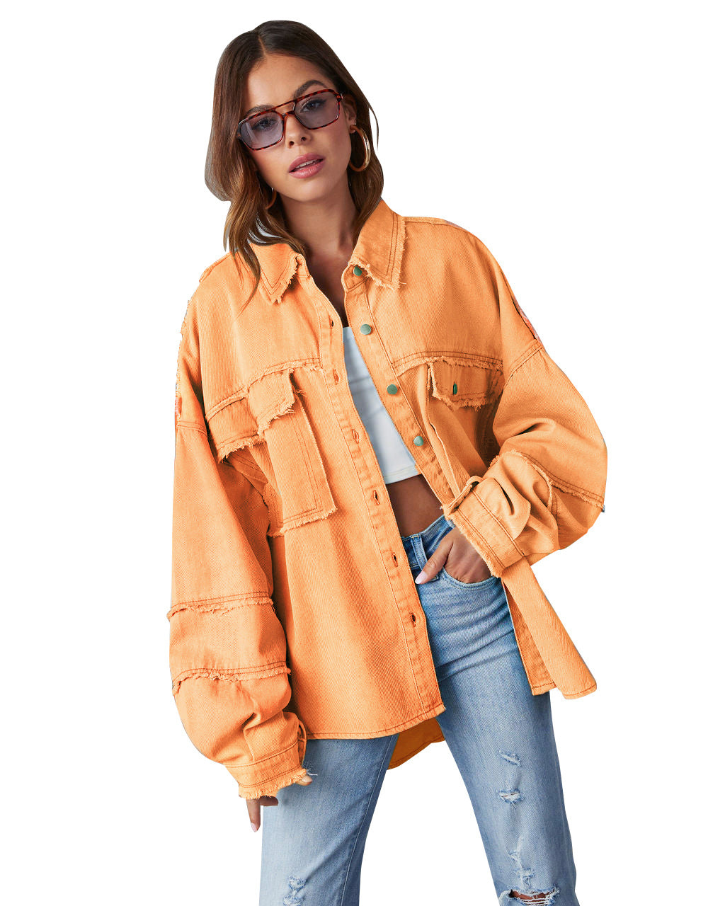 Casual Denim Autumn Washed Solid Color Jackets