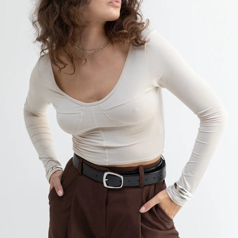 Women's Slim Design Sense Collar Stitching Long Blouses