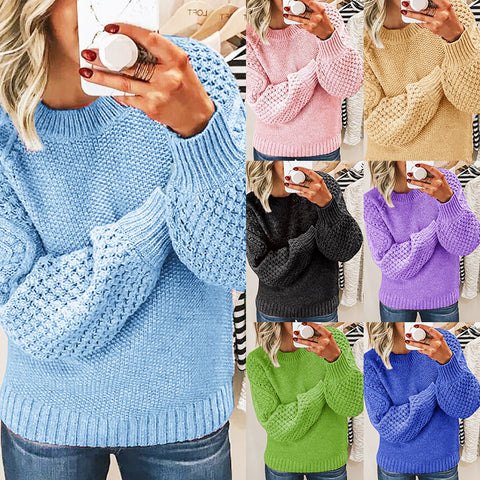Women's Thick Warm Solid Color Outerwear Knitted Knitwear