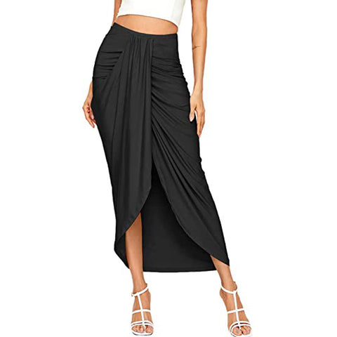 Women's Autumn Casual Split Wrap Asymmetric Elastic Skirts