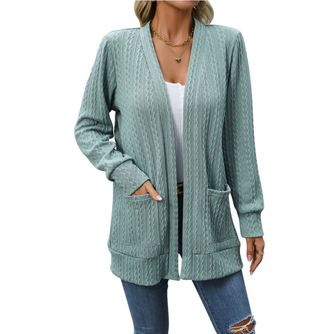 Women's Solid Color Loose Shawl Mid-length Sweaters