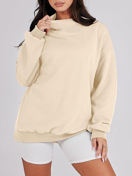 Women's High Collar Sweatshirt Solid Color Long Sweaters