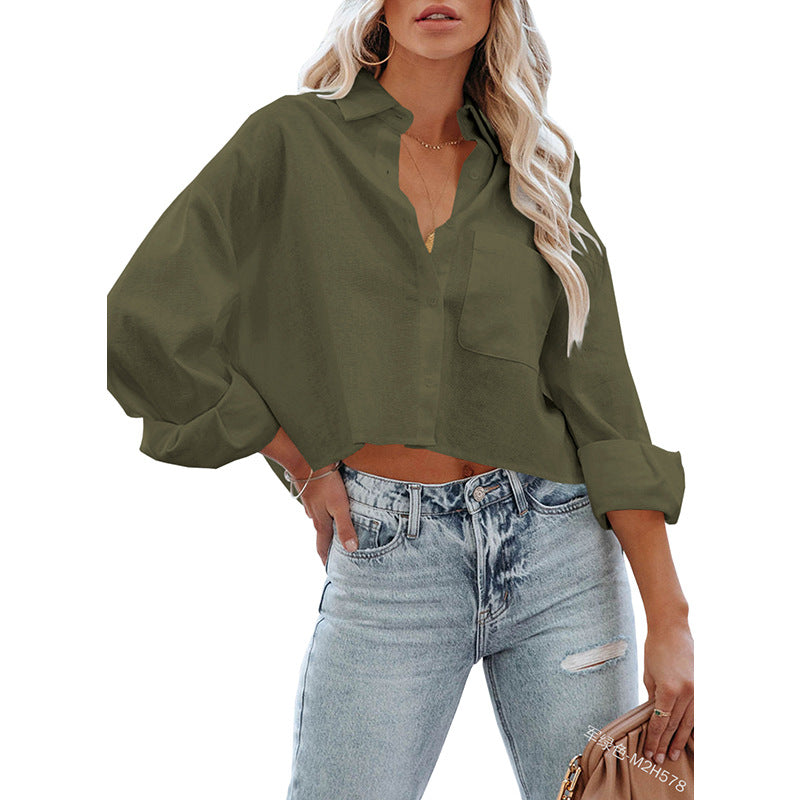 Women's Solid Color Long Sleeve Fashion Casual Single Blouses