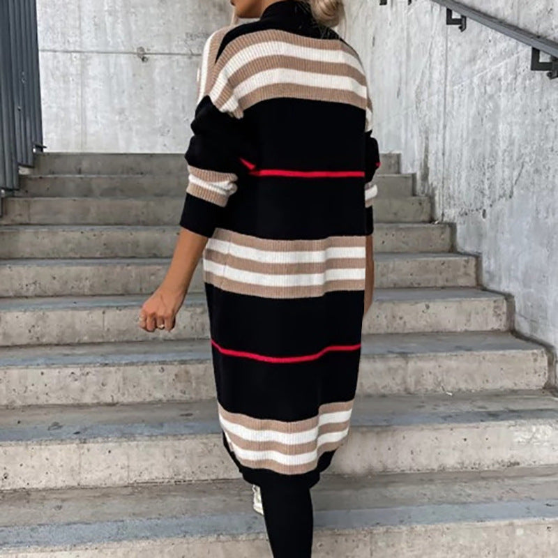 Women's Casual Graceful Long Striped Knitted Knitwear