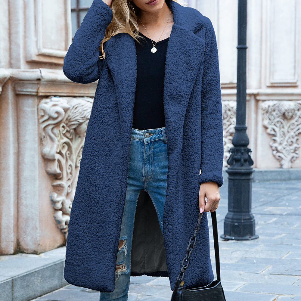 Women's Mid-length Lapel Fur Berber Fleece Sweaters