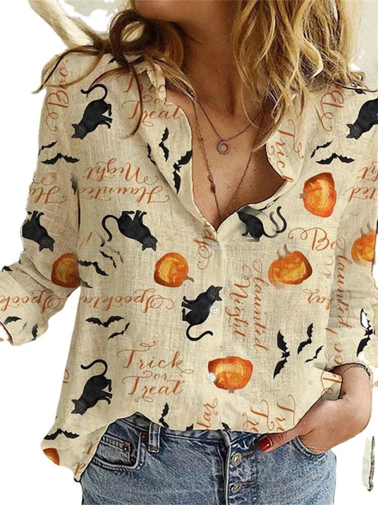 Women's V-neck Printed Fashion Casual Shirt Tops