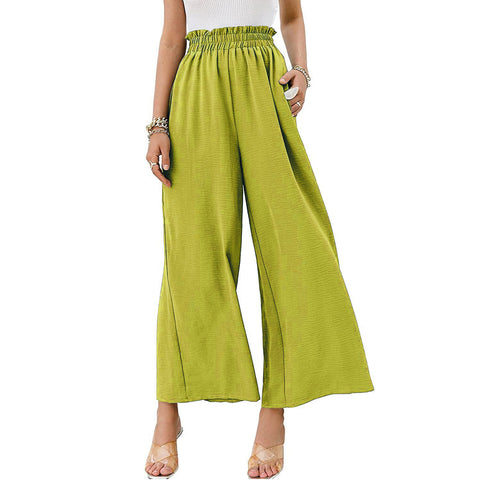 Women's Linen Solid Color High Waist Loose Pants