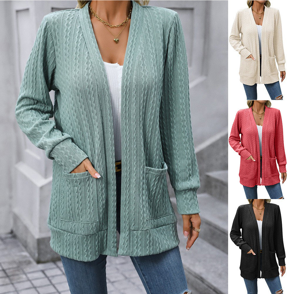 Women's Solid Color Loose Shawl Mid-length Sweaters