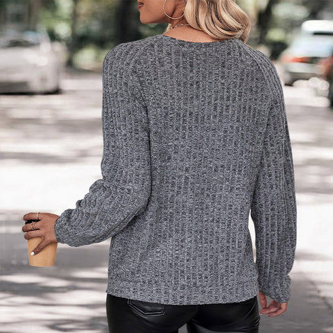 Women's Autumn Long Sleeve Solid Color Knitted Knitwear