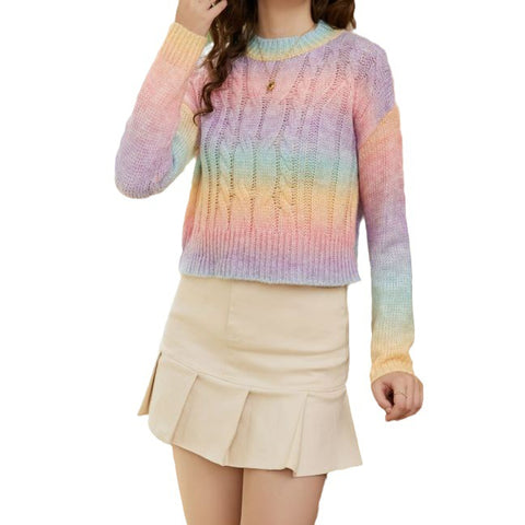 Fashion Durable Charming Autumn Rainbow Gradient Sweaters