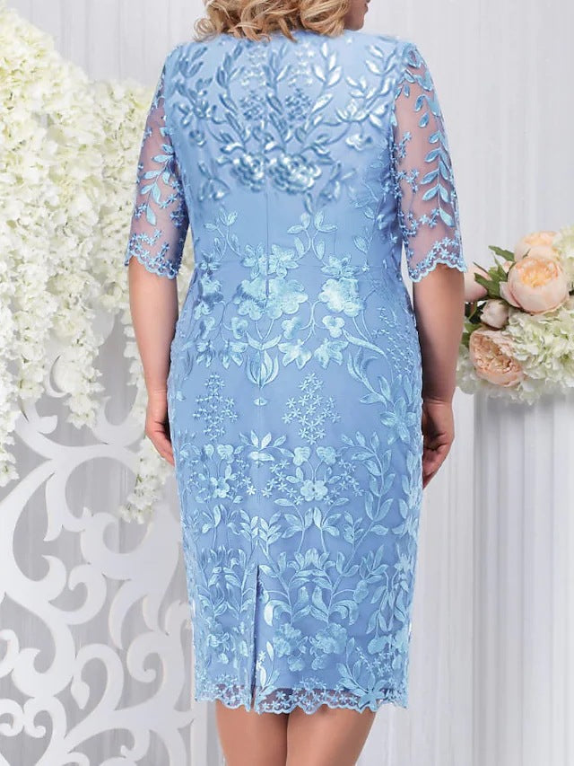 Women's Festival Stitching Embroidered Lace Slim Dress Plus Size
