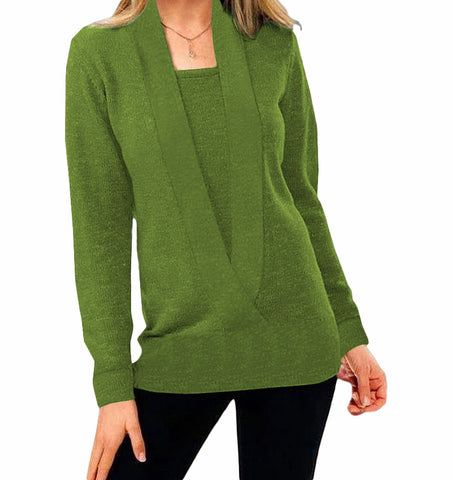 Women's Knitted Solid Color Deep Long Sleeve Sweaters