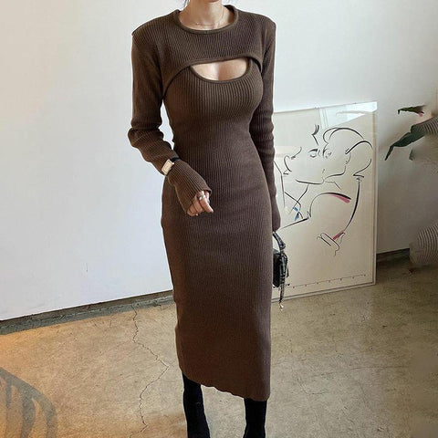 Women's Cutout Shawl Slim Fit Slit Suspender Dress Dresses