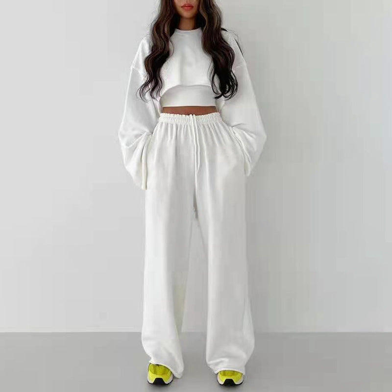 Women's Fashion Pullover Long Sleeves Cropped Sling Suits