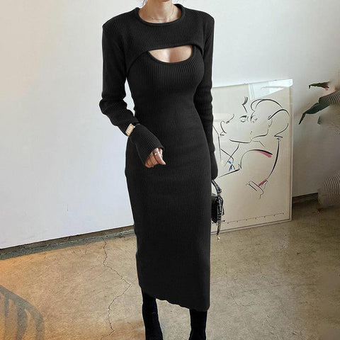 Women's Cutout Shawl Slim Fit Slit Suspender Dress Dresses