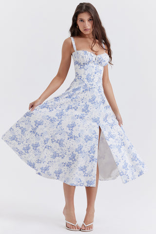 Women's Fashion Suspender Summer Floral Print Elegant Large Dresses