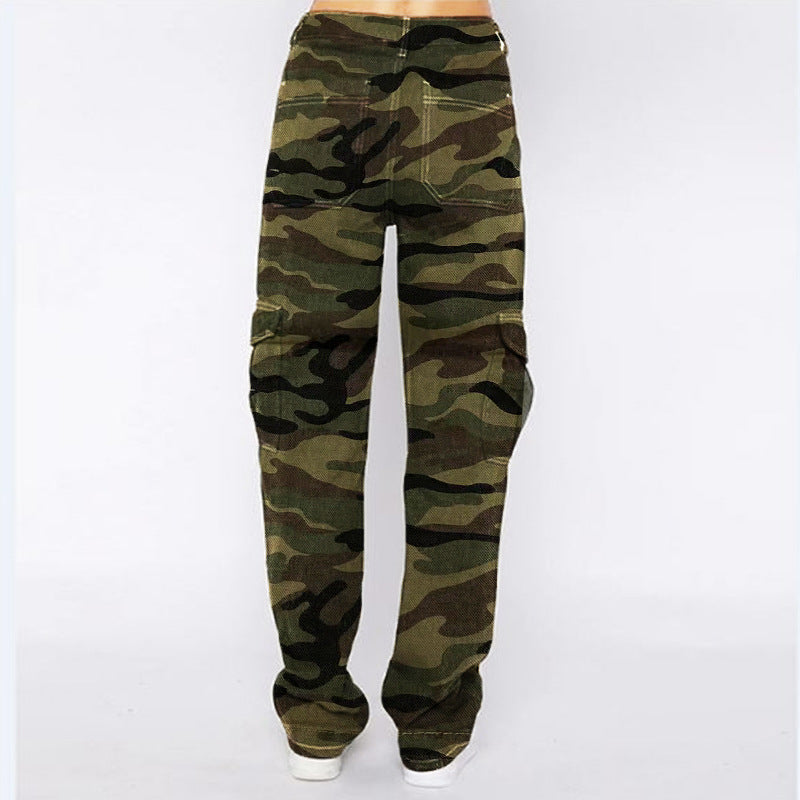 Women's For Loose Personality Street Camouflage Cargo Jeans